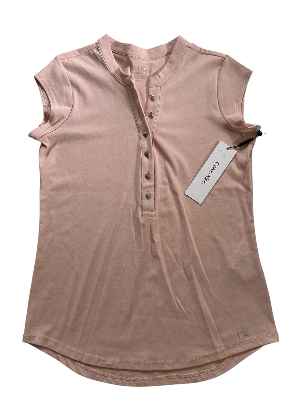 NWT Calvin Klein Women's T-Shirt Silver Button Detailing Size XS